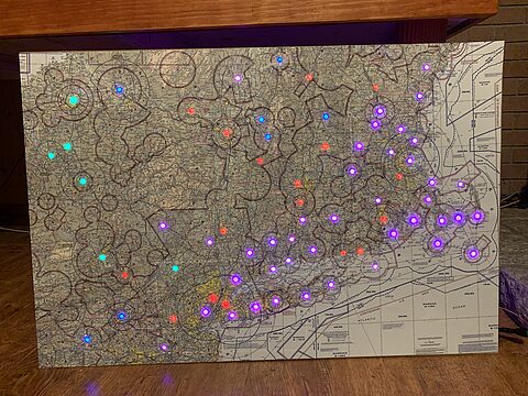 Shining through the glued-on map