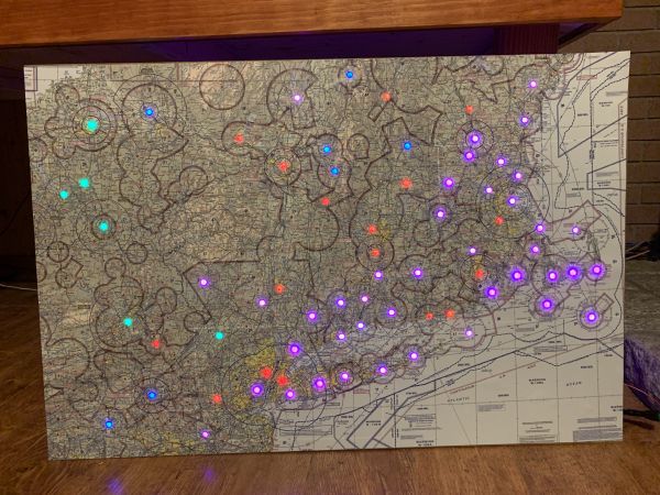 Shining through the glued-on map